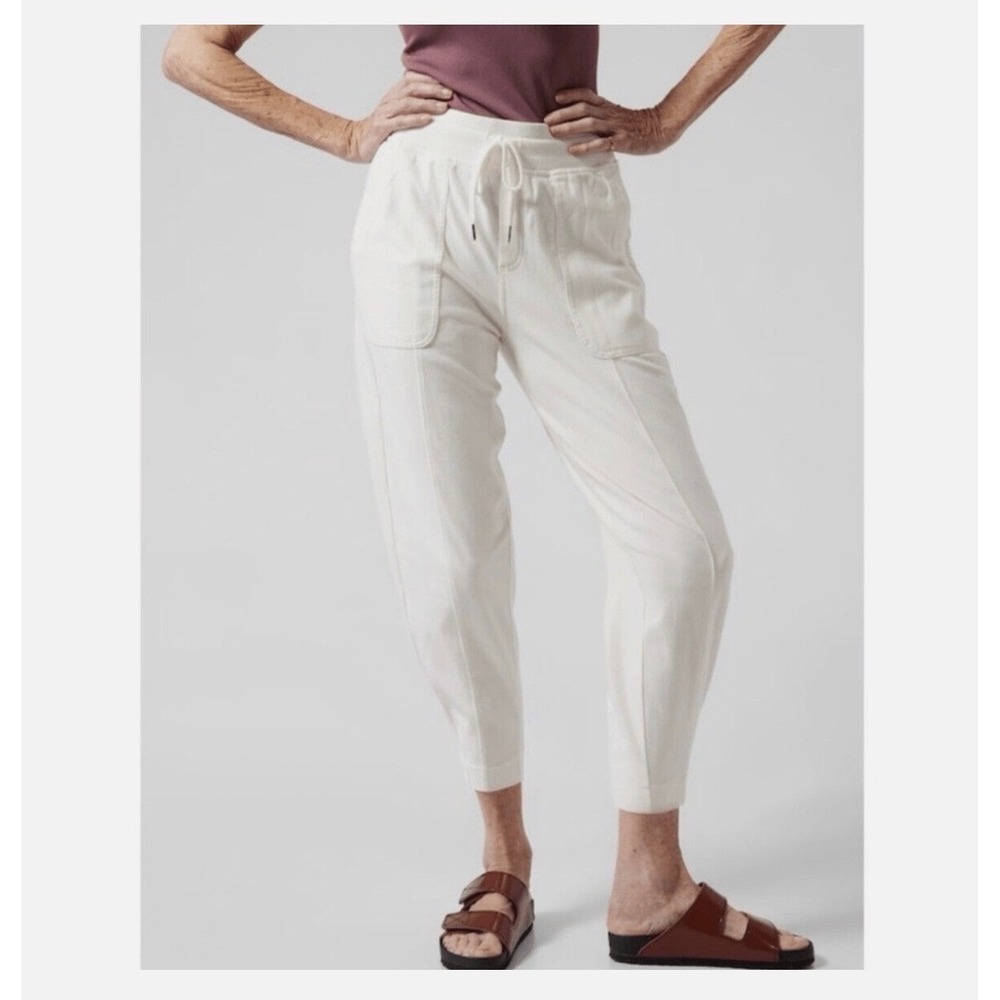 Athleta Farallon Weekender Pant White Cotton Jogger size Small Tall